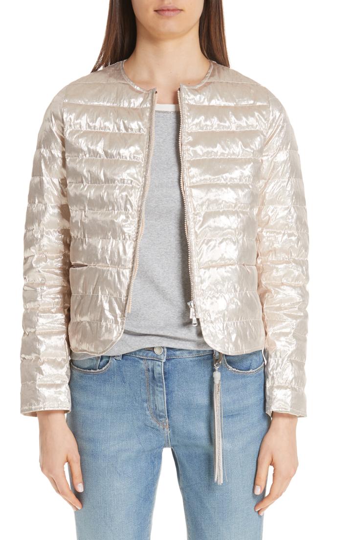 Women's Fabiana Filippi Metallic Quilted Bomber Us / 42 It - Metallic