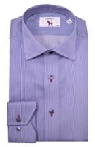 Men's Lorenzo Uomo Trim Fit Textured Stripe Dress Shirt - 32 - Blue