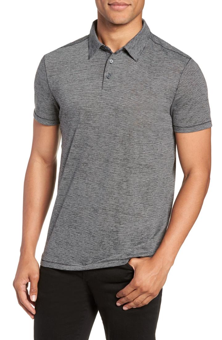 Men's John Varvatos Star Usa Burnout Fit Polo, Size Medium - Grey