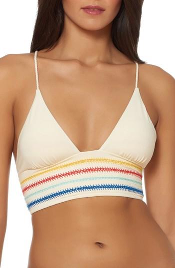 Women's Dolce Vita Embroidery Long Line Bikini Top - Ivory