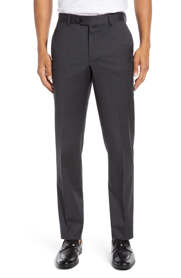 Men's Nordstrom Men's Shop Trim Fit Stretch Wool Trousers X - Grey