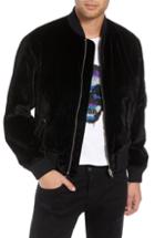 Men's The Kooples Regular Fit Crushed Velvet Bomber - Black