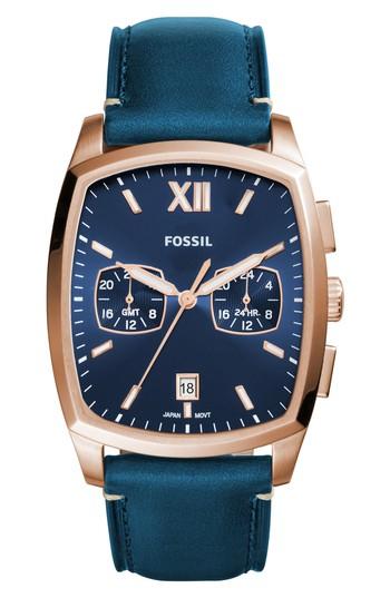 Men's Fossil Knox Tank Leather Strap Watch, 38mm