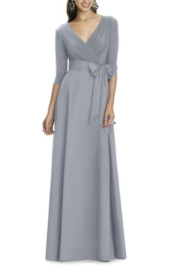Women's Alfred Sung Jersey Bodice A-line Gown - Grey