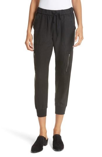 Women's Joie Florimel Crop Linen Jogger Pants, Size - Black