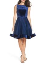 Women's Mac Duggal Velvet & Tulle Party Dress - Blue