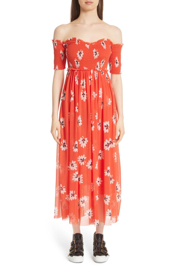 Women's Ganni Tilden Mesh Dress Us / 38 Eu - Red