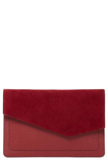 Botkier Cobble Hill Calfskin Leather Flap Clutch - Burgundy