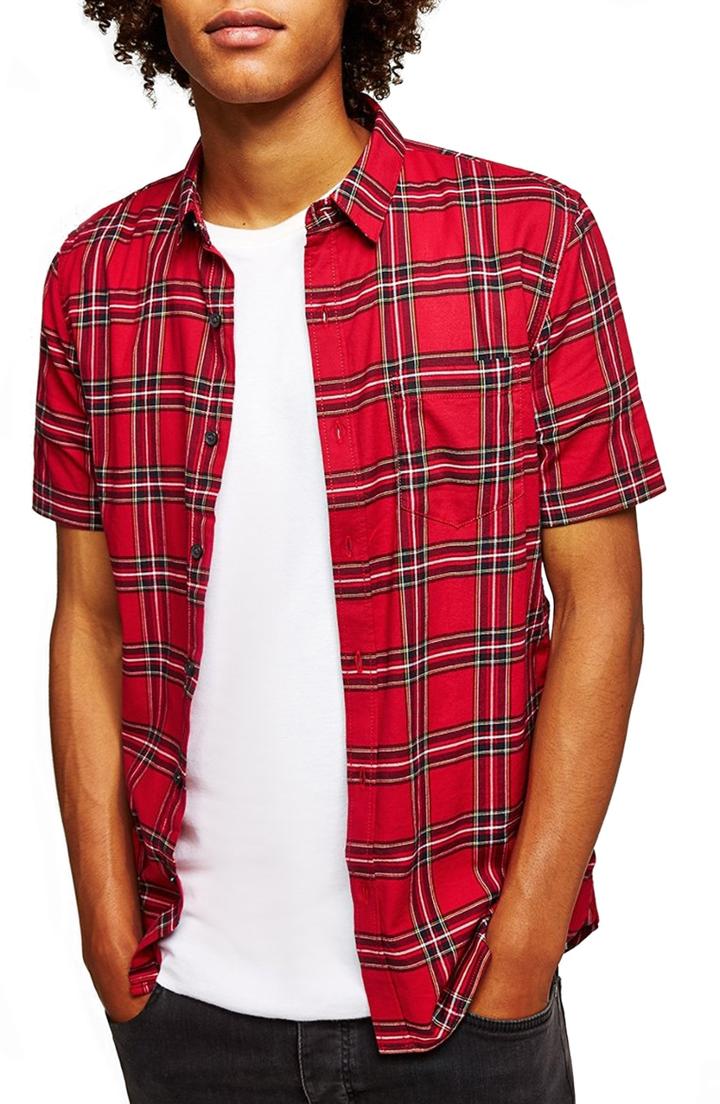 Men's Topman Muscle Fit Tartan Check Shirt