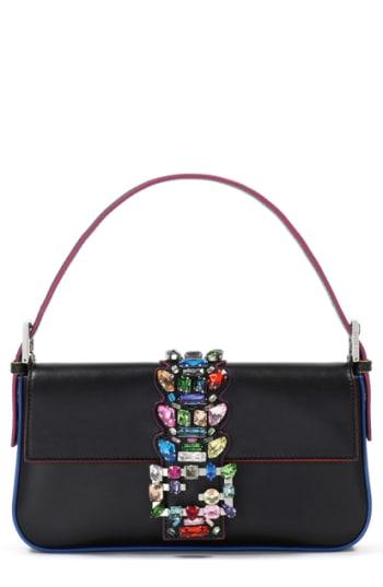 Fendi Crystal Embellished Leather Baguette -