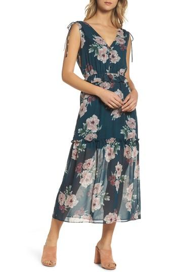 Women's Nsr Floral Midi Dress - Green