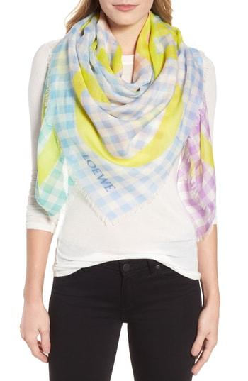 Women's Loewe Gingham Anagram Wool Scarf