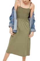 Women's Topshop Smocked Tie Shoulder Dress Us (fits Like 0) - Green