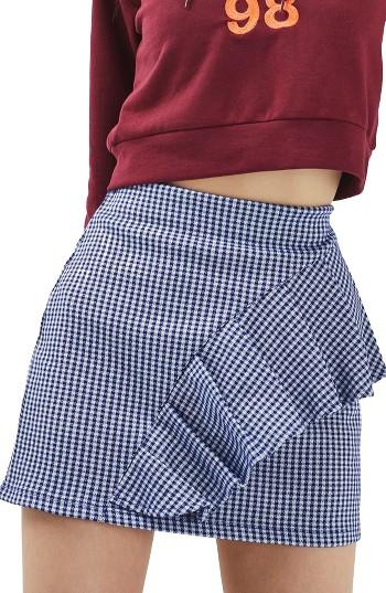 Women's Topshop Gingham Ruffle Miniskirt