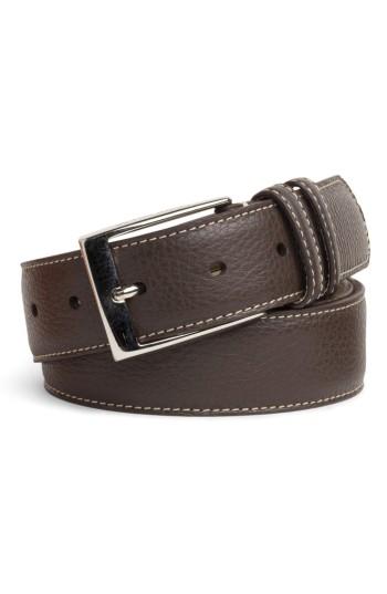 Men's Peter Millar Pebbled Leather Belt - Chocolate