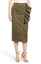 Women's Chelsea28 Asymmetrical Zip Ruffle Midi Skirt, Size - Green
