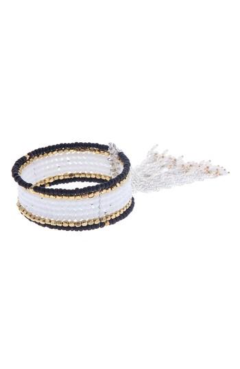 Women's Nakamol Design Beaded Chain Tassel Cuff Bracelet
