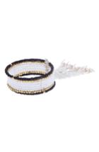 Women's Nakamol Design Beaded Chain Tassel Cuff Bracelet