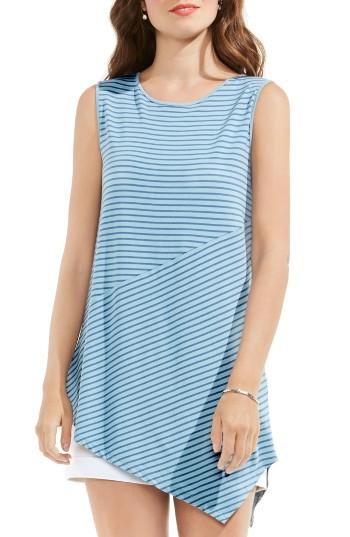 Women's Vince Camuto Asymmetrical Stripe Top, Size - Blue