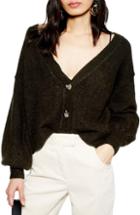 Women's Topshop Horn Button Crop Cardigan Us (fits Like 0-2) - Grey