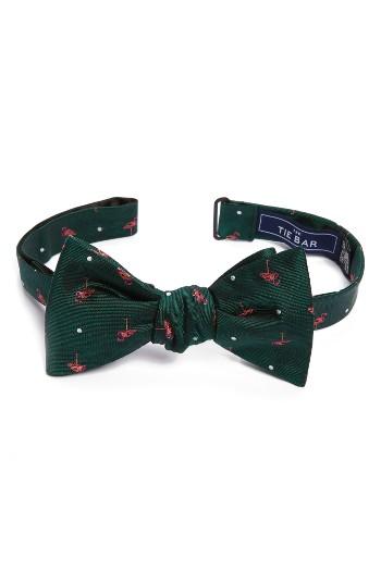 Men's The Tie Bar Pink Flamingo Silk Bow Tie, Size - Green