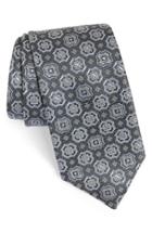 Men's David Donahue Medallion Silk Tie, Size - Grey