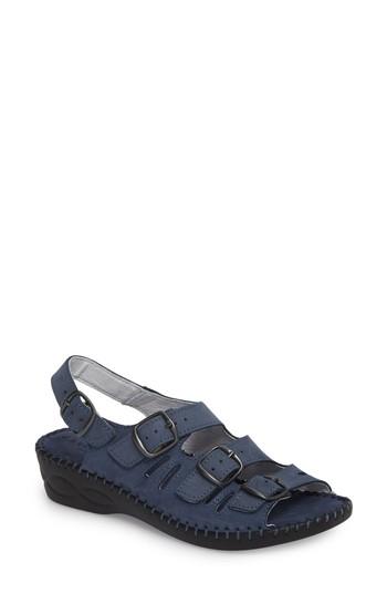 Women's David Tate Luna Slingback Wedge Sandal M - Blue