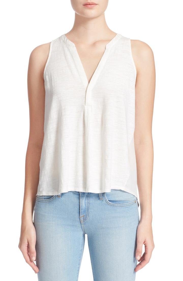 Women's Soft Joie 'carley' Split Neck Mixed Media Top - White