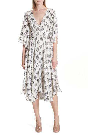 Women's A.l.c. Mckenna Print Asymmetrical Silk Dress - White