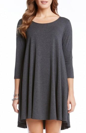 Women's Karen Kane 'maggie' Three Quarter Sleeve Trapeze Dress - Grey