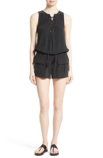 Women's Joie Caline Silk Romper - Black