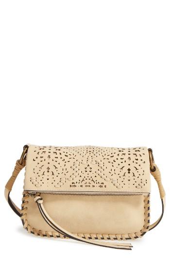 Elle & Jae Gypset Amarillo Cutwork Faux Suede Crossbody Bag - Beige