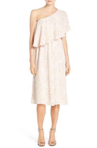 Women's Paper Crown By Lauren Conrad 'ariana' One-shoulder Tea Length Dress - Pink