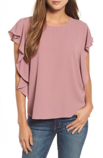 Petite Women's Bobeau Flutter Sleeve Top P - Purple