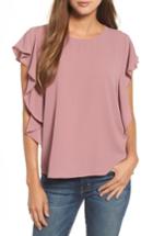 Petite Women's Bobeau Flutter Sleeve Top P - Purple