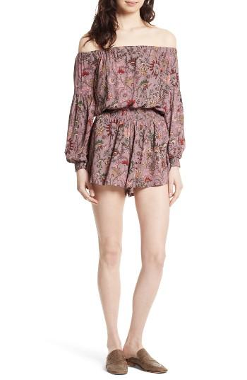 Women's Free People Pretty & Free Off The Shoulder Romper - Pink