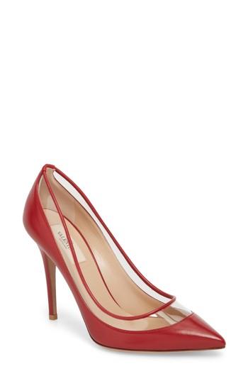 Women's Valentino Garavani Glassglow Pointy Toe Pump .5us / 38.5eu - Red