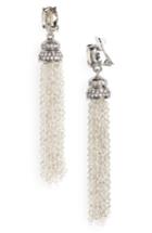 Women's Oscar De La Renta Crystal Tassel Drop Clip Earrings