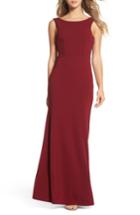 Women's Lulus Drape Back Trumpet Gown - Burgundy