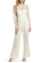 Women's Eliza J Embroidered Bodice Wide Leg Jumpsuit - Ivory