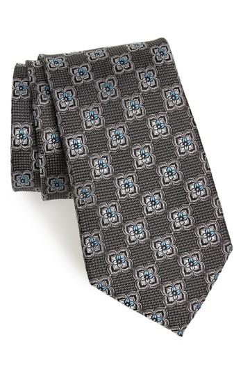 Men's Nordstrom Men's Shop Spatoni Medallion Silk Tie, Size - Grey