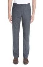 Men's Canali Flat Front Flannel Wool Five-pocket Trousers R Eu - Grey