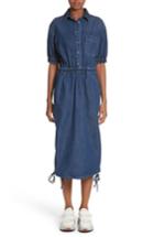 Women's Stella Mccartney Ruched Denim Midi Dress Us / 34 It - Blue