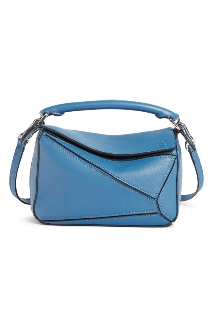 Loewe Mini Puzzle Calfskin Leather Bag - Blue