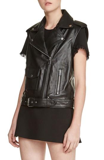 Women's Maje Leather Moto Vest Us / 36 Fr - Black