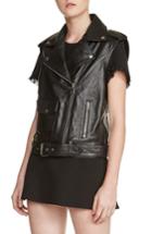Women's Maje Leather Moto Vest Us / 36 Fr - Black
