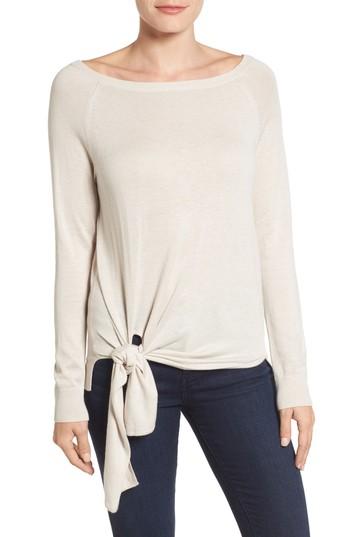 Women's Halogen Tie-front Sweater - Beige