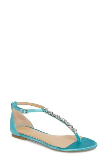 Women's Jewel Badgley Mischka Carrol Embellished T-strap Sandal M - Blue/green