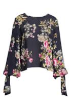 Women's Vince Camuto Tie Cuff Bubble Sleeve Top, Size - Purple