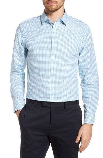 Men's Nordstrom Men's Shop Extra Trim Fit Check Dress Shirt 34/35 - Blue/green